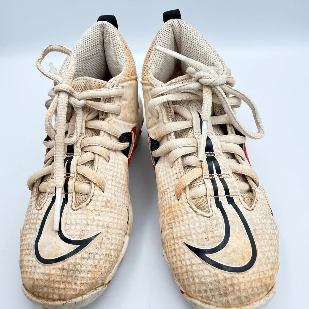 Nike Alpha Menace 3 Shark BG Kids Football Cleats White Red CV0581-103 Size 12C